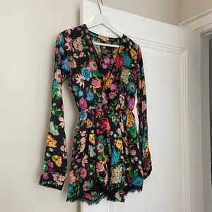 Silk Floral Long-sleeved Romper